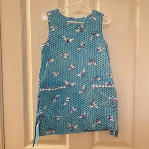 Lilly Pulitzer Blue Busy Bees Shift Dress Honeycomb Bee Girls Size 5